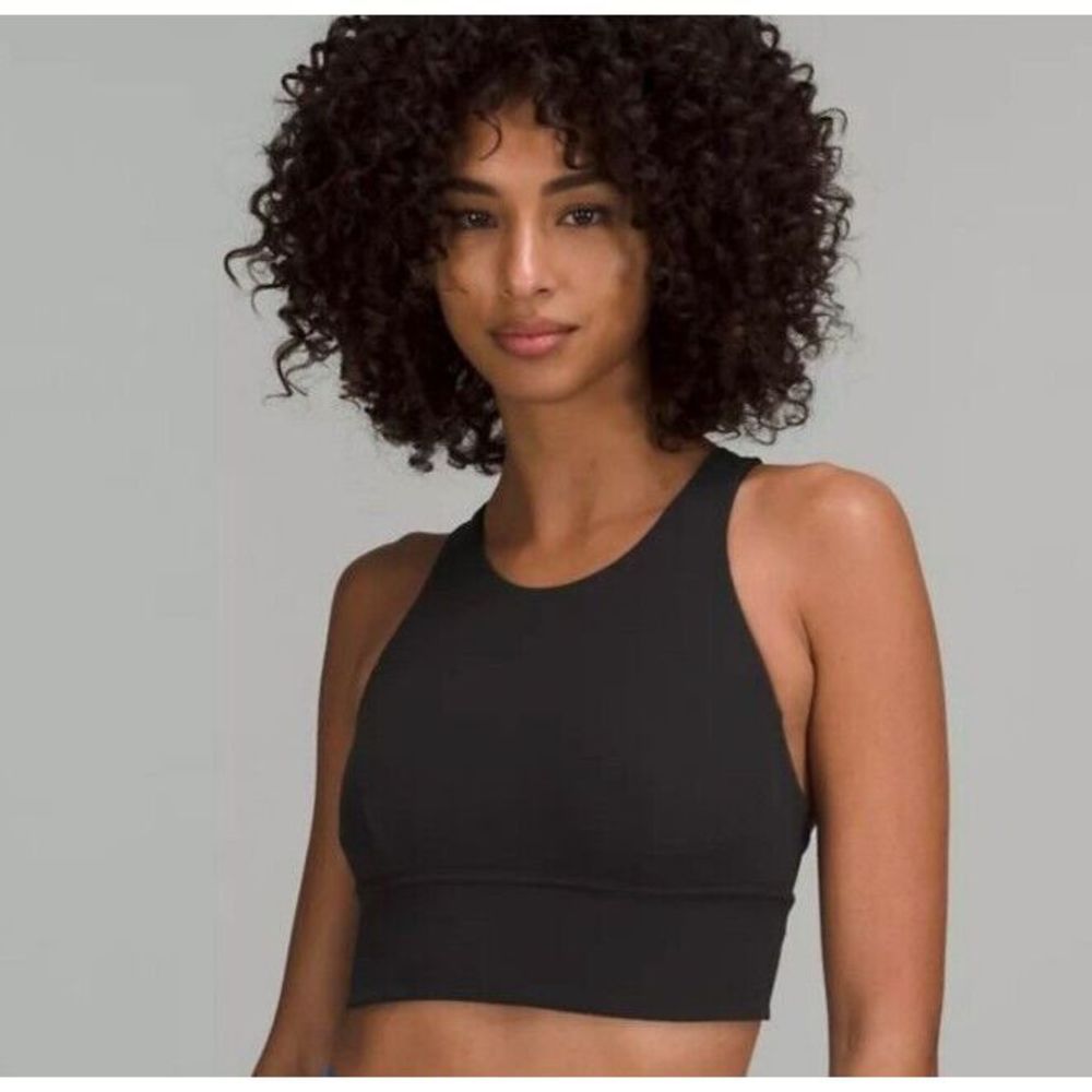 Lululemon Wunder Train Long Line Sports Bra Size 12 Padded Racerback Black